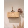 Long basket, natural leather handle