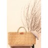 Long basket, natural leather handle