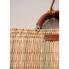 Square basket, brown leather handle