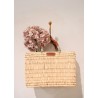 Square basket, brown leather handle