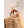 Square basket, brown leather handle