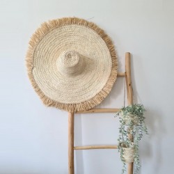 Large raffia and palm hat