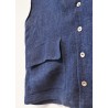 Sleeveless vest 01 , indigo heavy linen