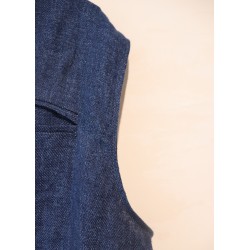 Gilet 01, lin épais indigo