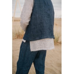 Gilet 01, lin épais indigo