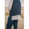 Sleeveless vest 01 , indigo heavy linen