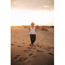 Strap top, white linen