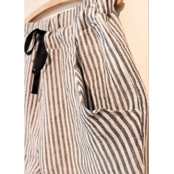 Uniform straight trousers, light stripes linen