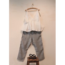 Uniform straight trousers, light stripes linen