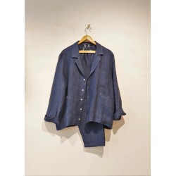 Suit jacket for man, indigo heavy linen