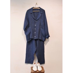 Suit jacket for man, indigo heavy linen