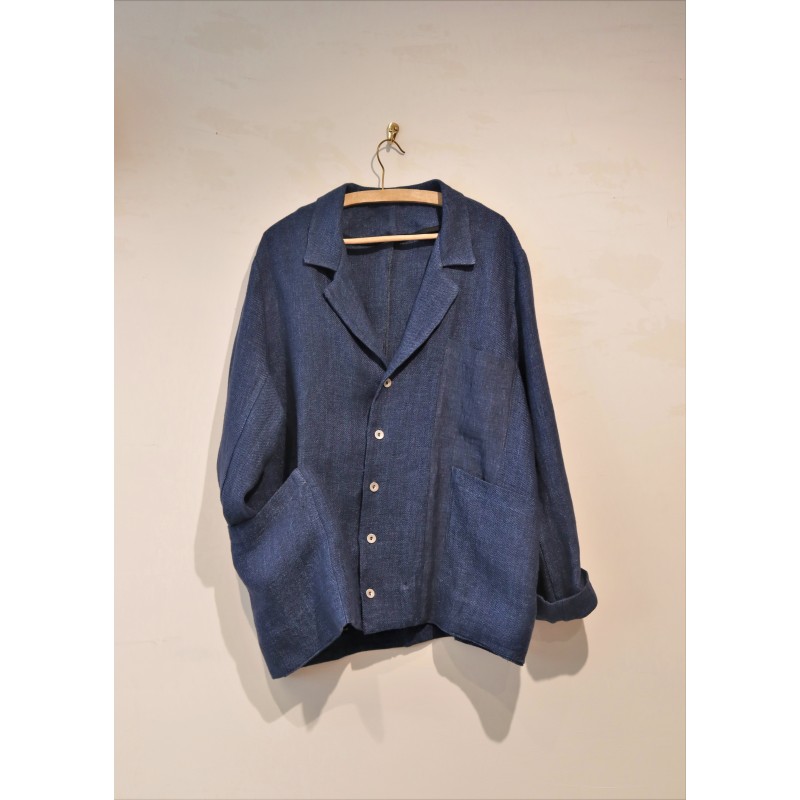 Veste de costume pour homme, lin épais indigo