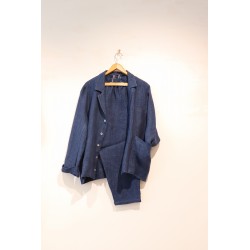 Suit jacket for man, indigo heavy linen