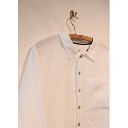 Chemise mixte, lin blanc