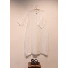 Flared dress, 3/4 sleeves, U neck, white linen