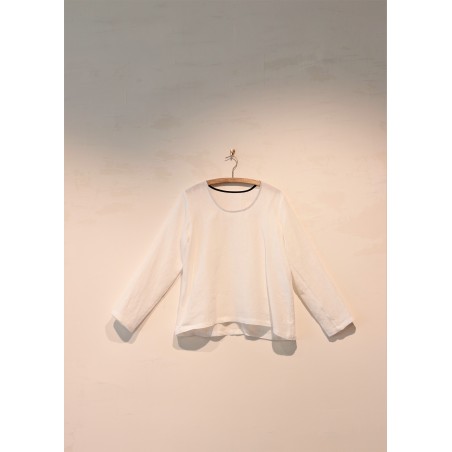 Blouse manches longues Uniforme, lin blanc