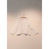 Long sleeves blouse V neck, white linen