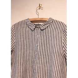 Pleated shirt, light stripes linen