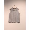 Sleeveless shirt, light stripes linen