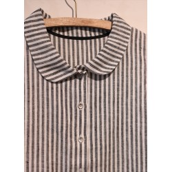 Chemise sans manche, lin rayures claires