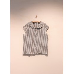 Uniform short sleeves shirt, light stripes linen