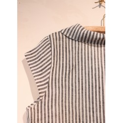 Uniform short sleeves shirt, light stripes linen