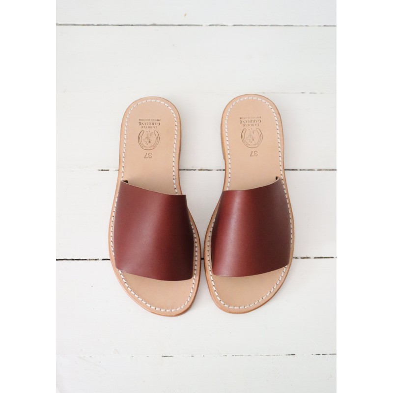 Sandales Tatane, cuir marron