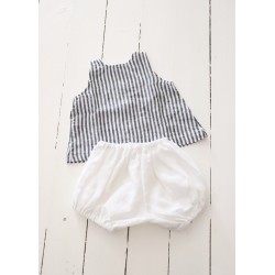 Sleeveless blouse, light stripes linen