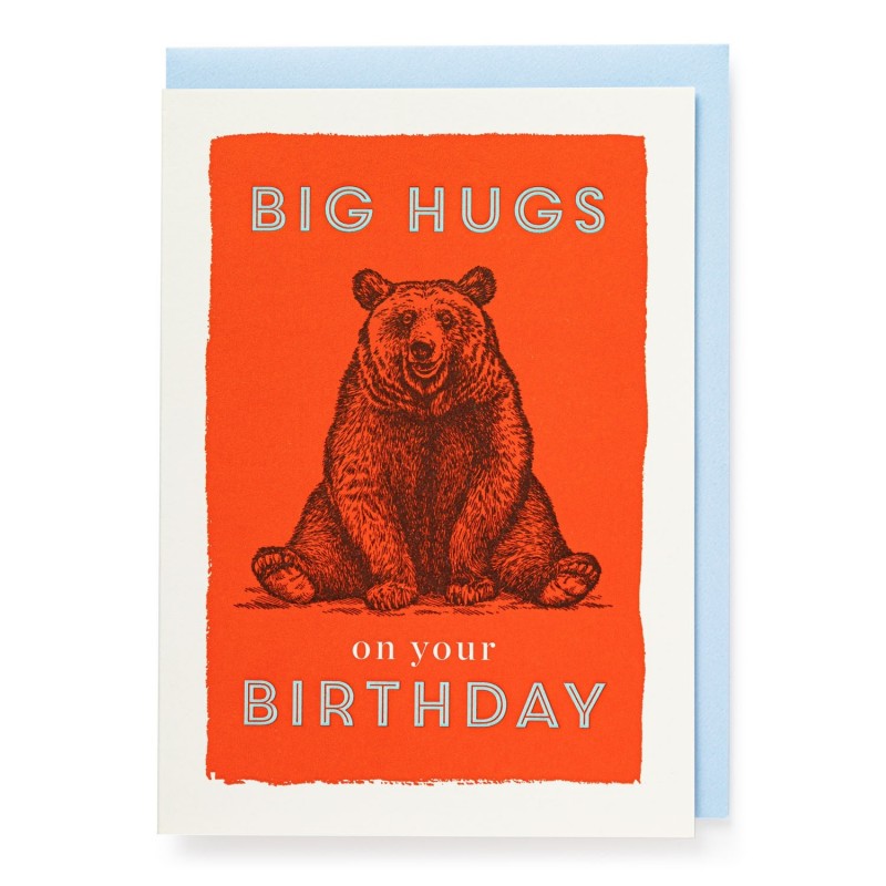 Carte postale + enveloppe "Big Hugs on your Birthday.."