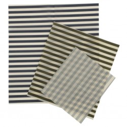 3-pack Cotton wrap with beeswax - Cold marine stripe