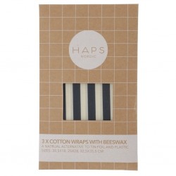 3-pack Cotton wrap with beeswax - Cold marine stripe