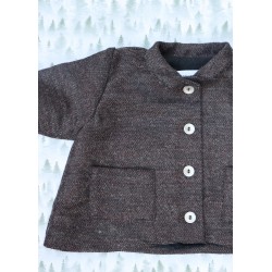 Baby jacket, brown wool drap