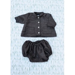 Veste bébé, drap de laine brun