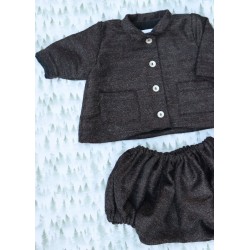 Veste bébé, drap de laine brun