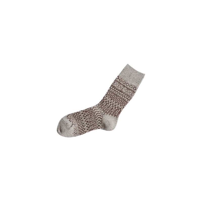 Wool Jacquard socks, grey and brown