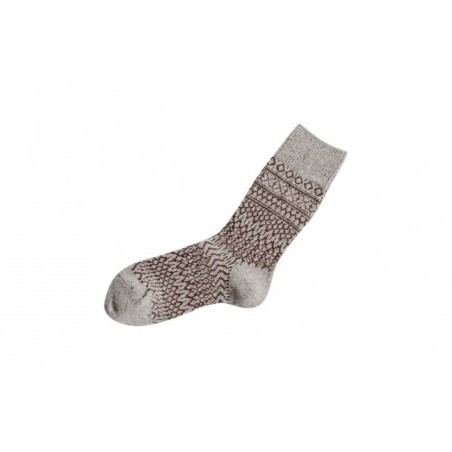 Wool Jacquard socks, grey and brown