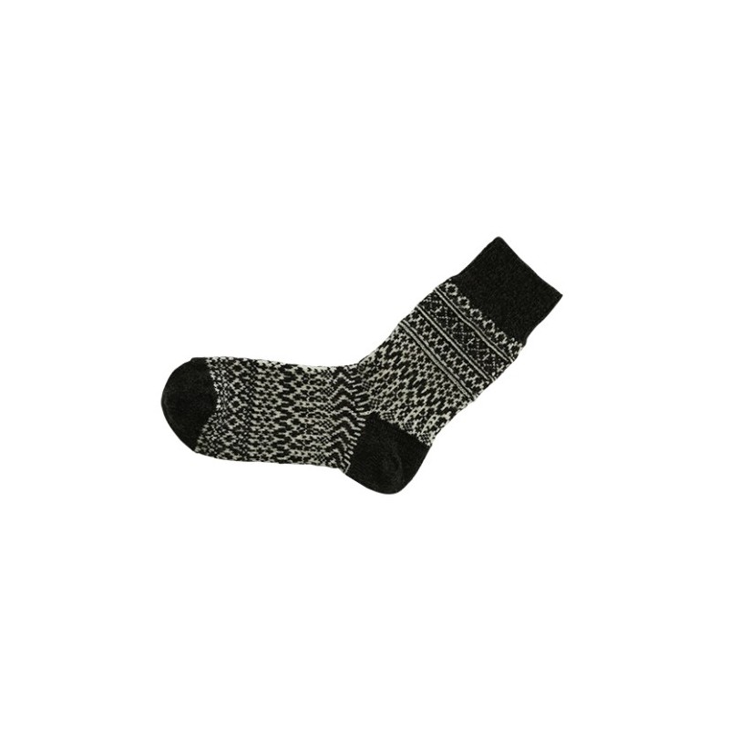 Wool Jacquard socks, brown and white