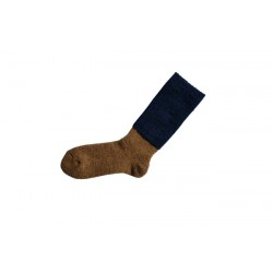 Chaussettes bicolores en mohair, moutarde