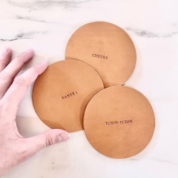 Coaster, camel leather