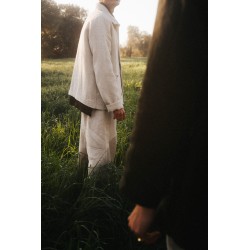 Long trousers, natural heavy linen