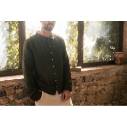 Man shirt, green linen