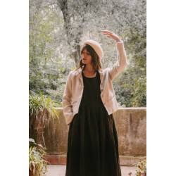 Robe à plis sans manches Uniforme, lin blanc