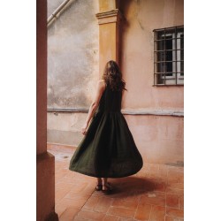 Robe à plis sans manches, lin vert