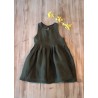 Pleated dress, sleeveless, green linen