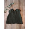 Blouse manches courtes, lin vert