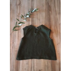 Short sleeves blouse, green linen