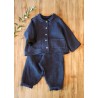 Veste enfant, lin épais indigo