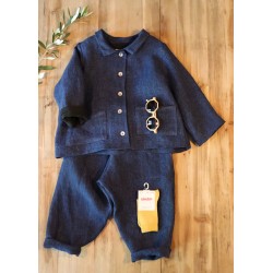 Kid jacket, indigo heavy linen