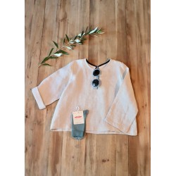 Blouse manches longues, lin beige