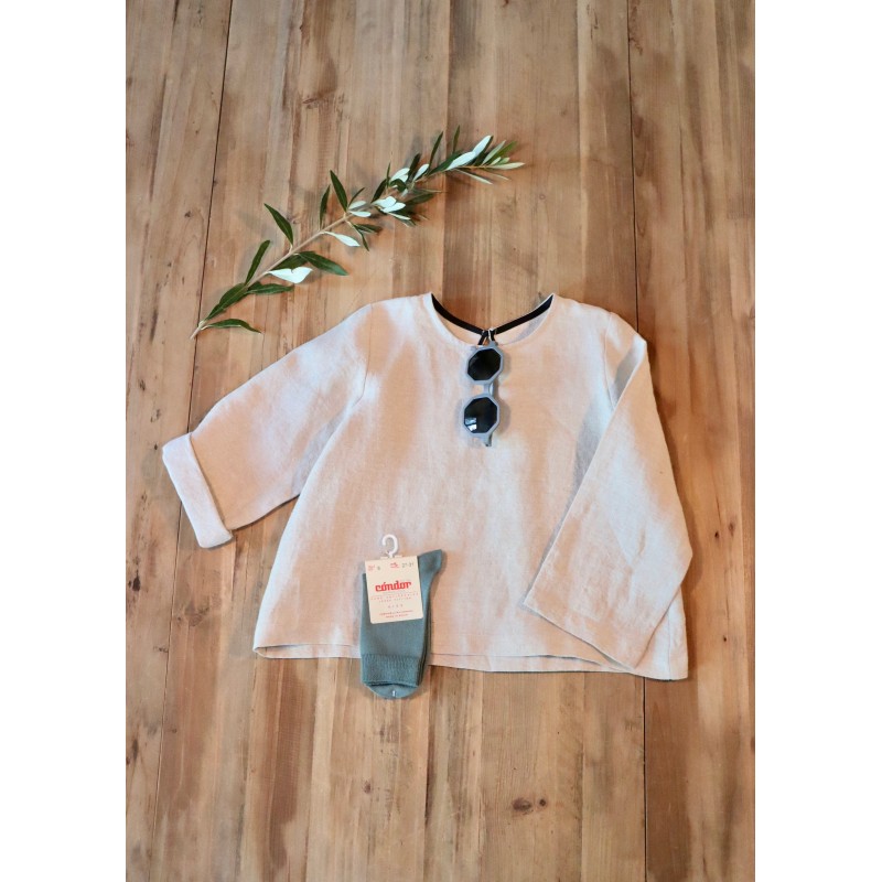 Long sleeves blouse, beige linen